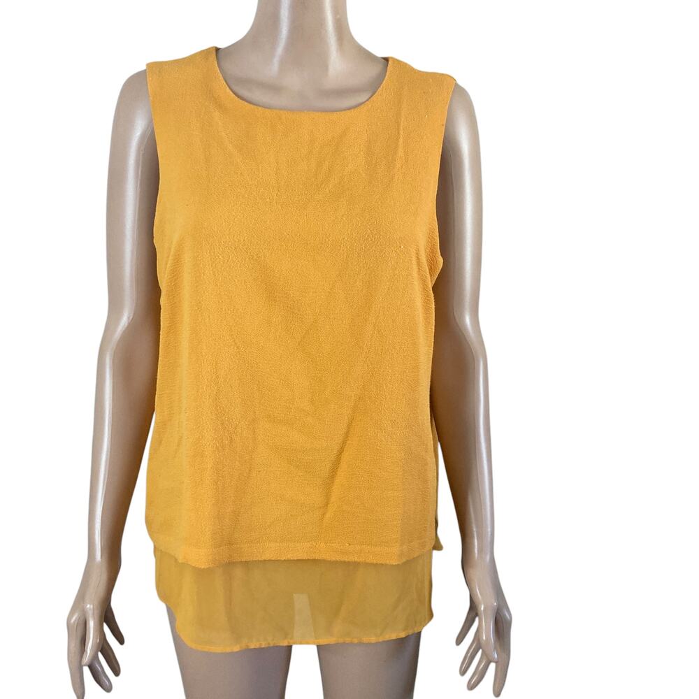 Rose + OliveTop Womens Large Gold Yellow Lightweight Sleeveless